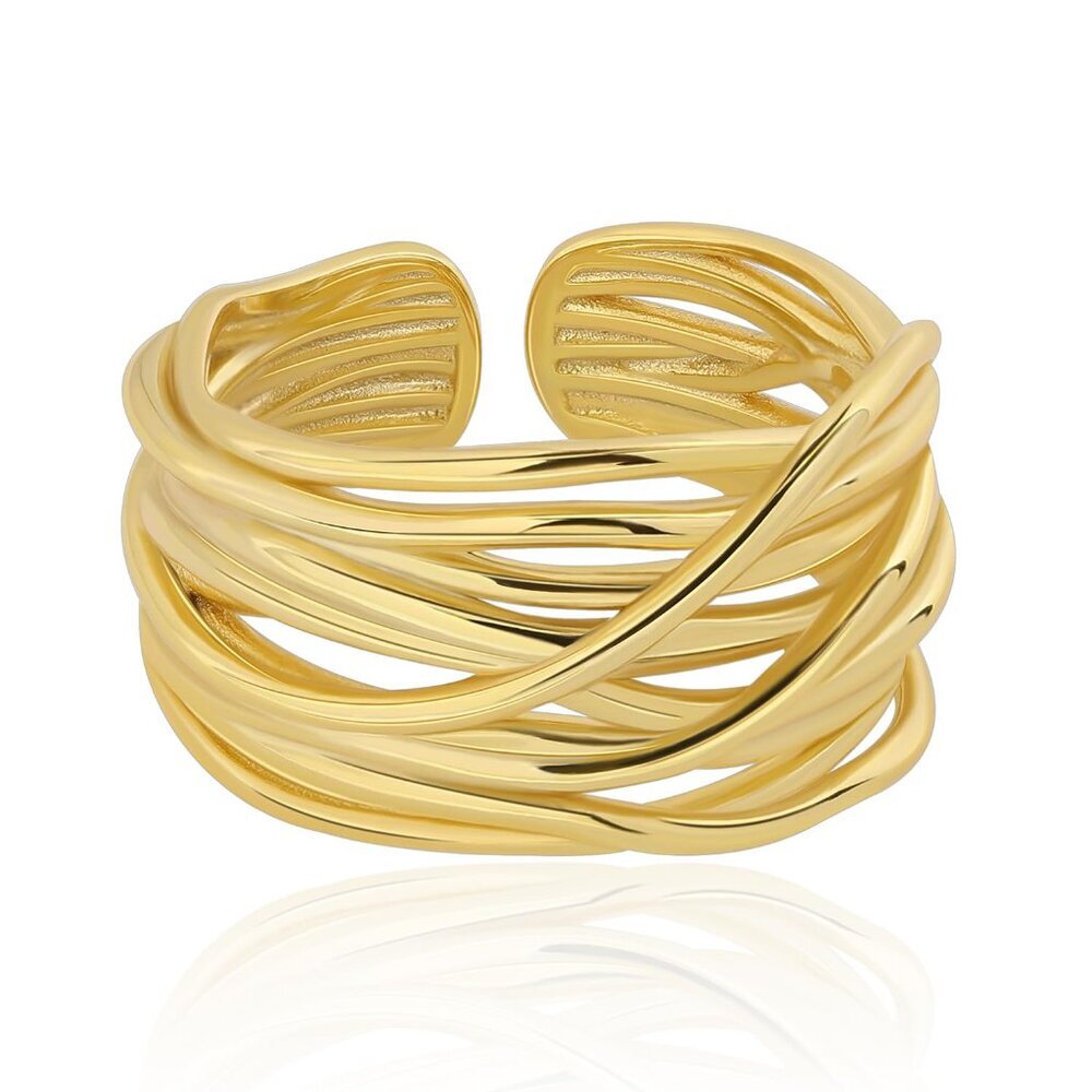 Trendy Adjustable Gold Thumb Ring - Hammered Chunky Band Statement Jewelry